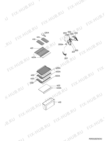 Взрыв-схема холодильника Arthur Martin AJF3100AOW - Схема узла Internal parts